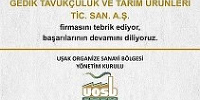 UOSB'den Gedik Tavukçuluk a Tebrik